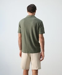 Mango Men's Slim Fit Linen Blend Polo Shirt