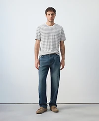 Mango Men's Striped Slim-Fit Linen T-Shirt