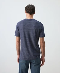 Mango Men's Striped Slim-Fit Linen T-Shirt