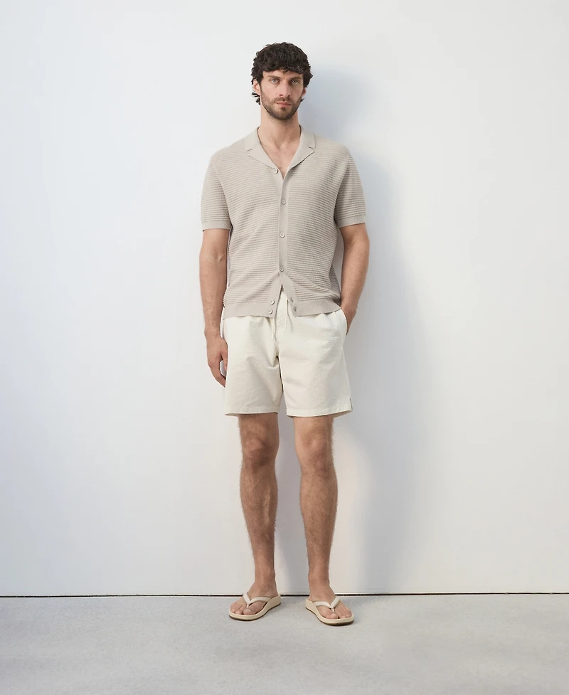 Mango Men's Seersucker Striped Swimsuit
