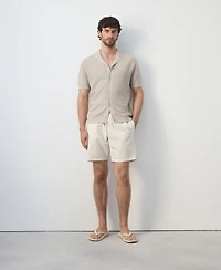 Mango Men's Seersucker Striped Swimsuit