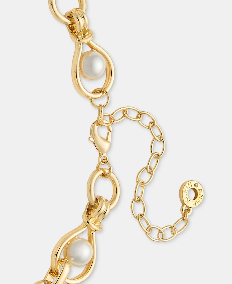 Anne Klein Imitation Pearl Open Link Collar Necklace, 17" + 3" extender