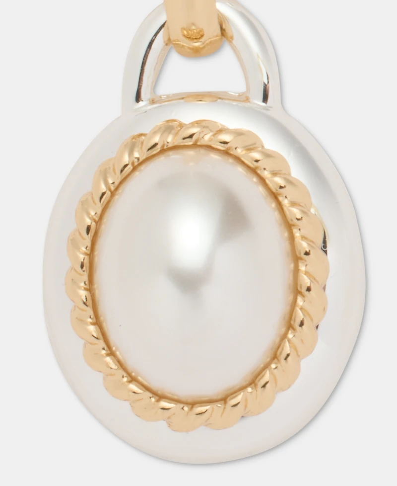 Anne Klein Two-Tone Roping Faux-Pearl Drama Drop Earrings