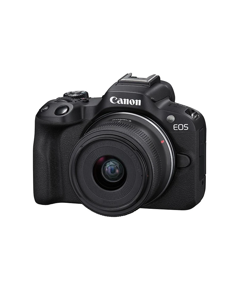 Canon Eos R50 Mirrorless Camera, Rf-s 18-45mm f/4.5-6.3 Is Stm Lens, Extra Battery, 64GB Sd Card, Shoulder Bag, Screen Protector, 49mm