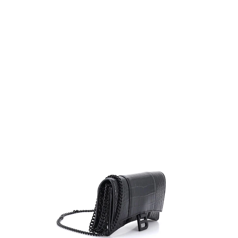 Pre-Owned Balenciaga Hourglass Chain Wallet Embossed Leather