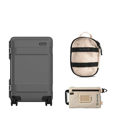 Pelican Atx 22" Waterproof Wheeled Carry-On Travel Hard Case, Charcoal, Bundle with Pcs ModPak Packing Cube and Spm ModPak Storage Pouch