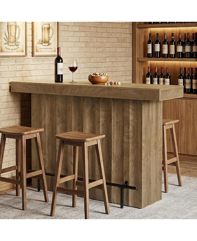 Tribesigns 63-Inch Bar Table, 2-Tier Farmhouse Counter Height Pub Table with Storage Shelves, High Top Bar Unit