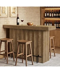 Tribesigns 63-Inch Bar Table, 2-Tier Farmhouse Counter Height Pub Table with Storage Shelves, High Top Bar Unit