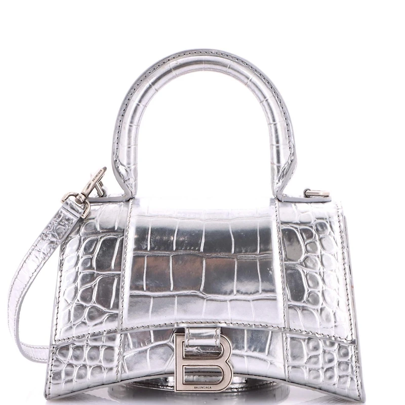 Pre-Owned Balenciaga Xs Hourglass Top Handle Bag Embossed Leather