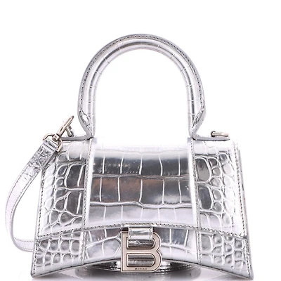 Pre-Owned Balenciaga Xs Hourglass Top Handle Bag Embossed Leather