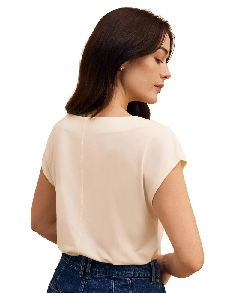 Celtic & Co. Women's Slash Neck Cap Sleeve T-Shirt