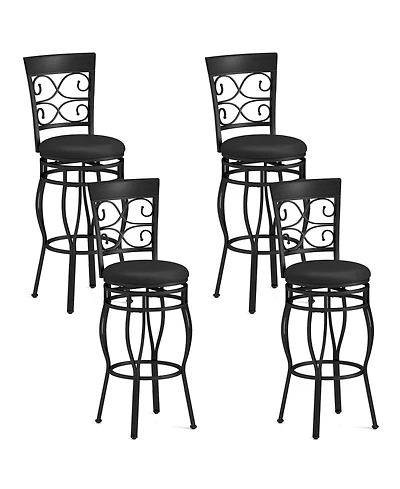 Costway Set of 4 Vintage Swivel Bar Stools 30'' Bistro Upholstered Dining Chairs