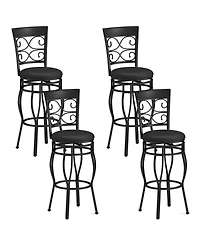 Costway Set of 4 Vintage Swivel Bar Stools 30'' Bistro Upholstered Dining Chairs
