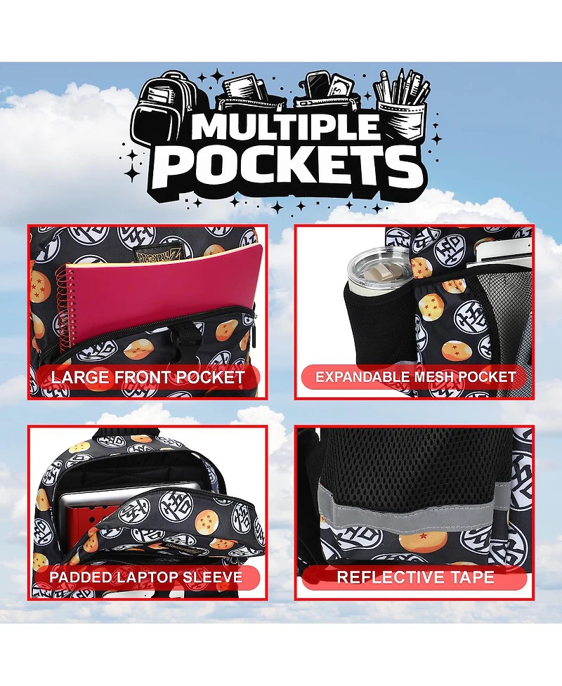 Dragon Ball Z All-Over Print 16" Kids Backpack and Lunch Box Set For School And Travel