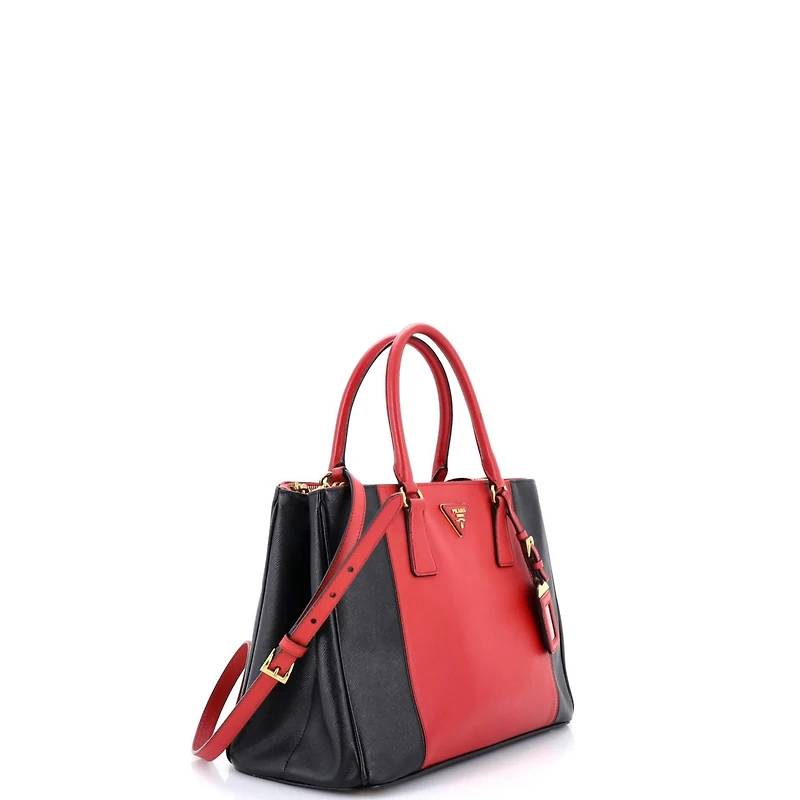Pre-Owned Prada Medium Bicolor Double Zip Lux Tote Saffiano Leather