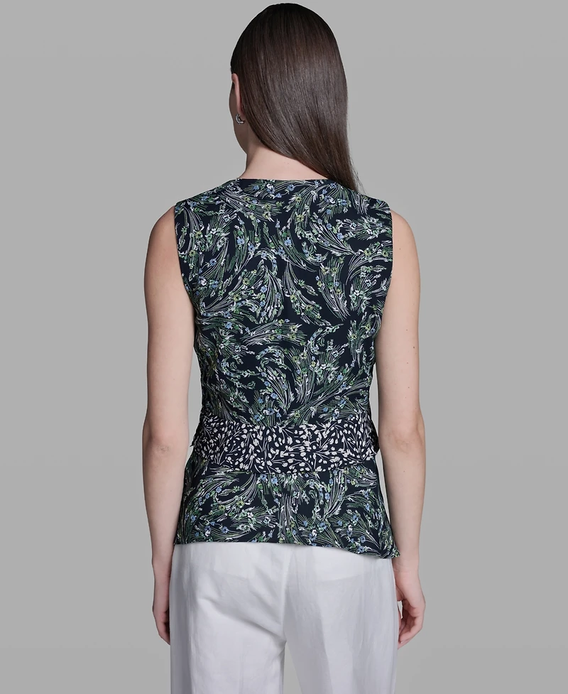 Bcbg Women's Sleeveless Wrap Front V-Neck Polyester Top