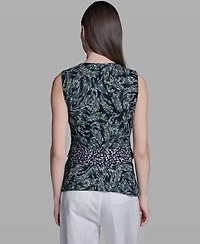 Bcbg Women's Sleeveless Wrap Front V-Neck Polyester Top