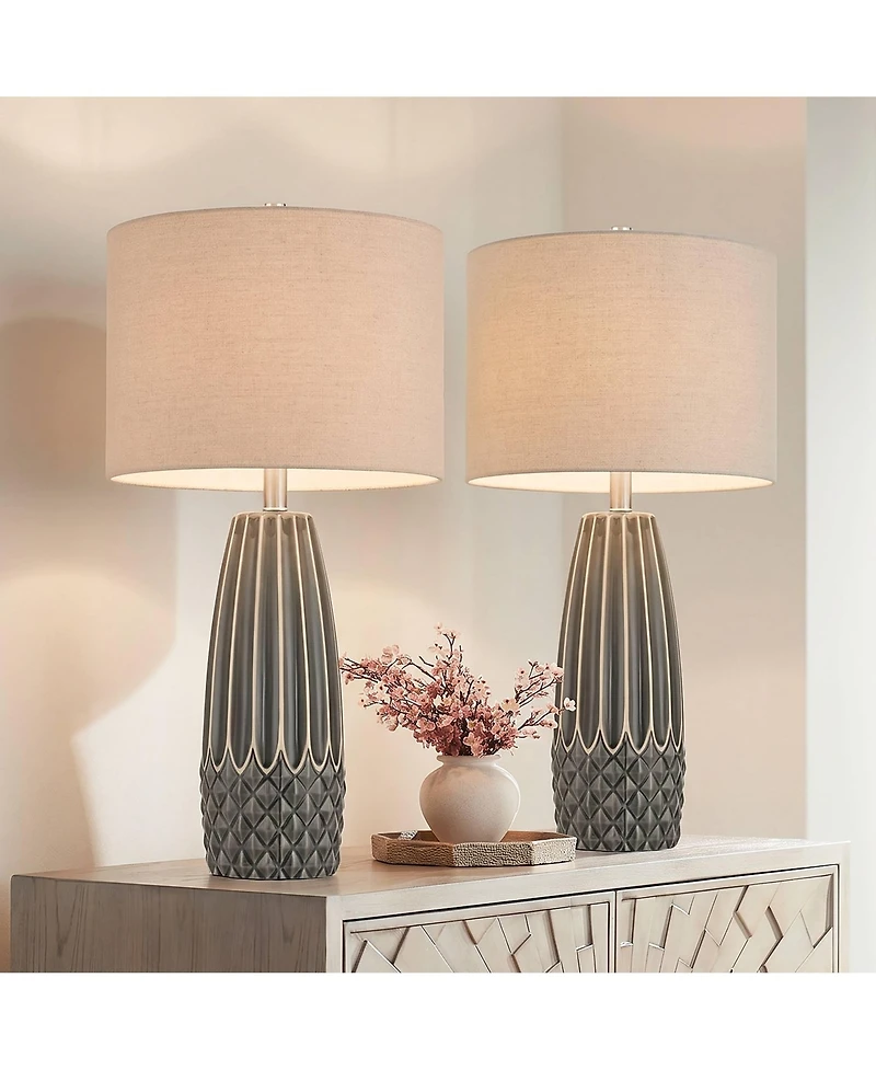360 Lighting Olsen 26 1/2" High Stripe Ceramic Table Lamp Set of 2