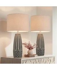 360 Lighting Olsen 26 1/2" High Stripe Ceramic Table Lamp Set of 2