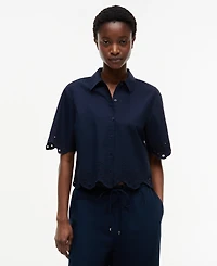 Tommy Hilfiger Women's Broderie Short-Sleeve Cotton Shirt