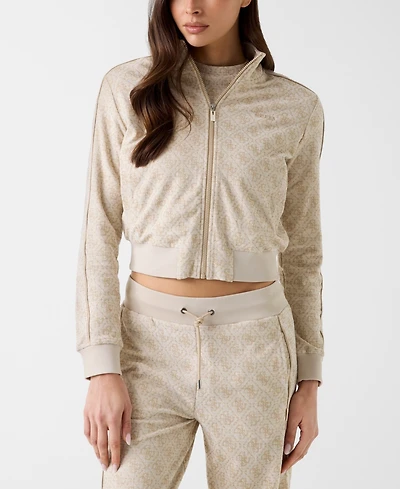 Guess Women's 4G All Over Jacquard High Neck Full Zip Jacket