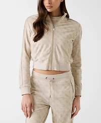 Guess Women's 4G All Over Jacquard High Neck Full Zip Jacket