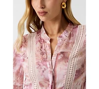 Guess Women's Long-Sleeve Zahara Tie-Front Top
