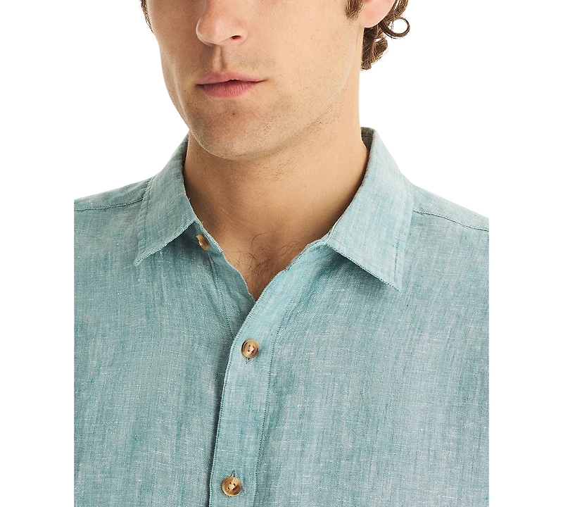 Nautica Men's Classic-Fit Long-Sleeve Button-Up Solid Linen Shirt