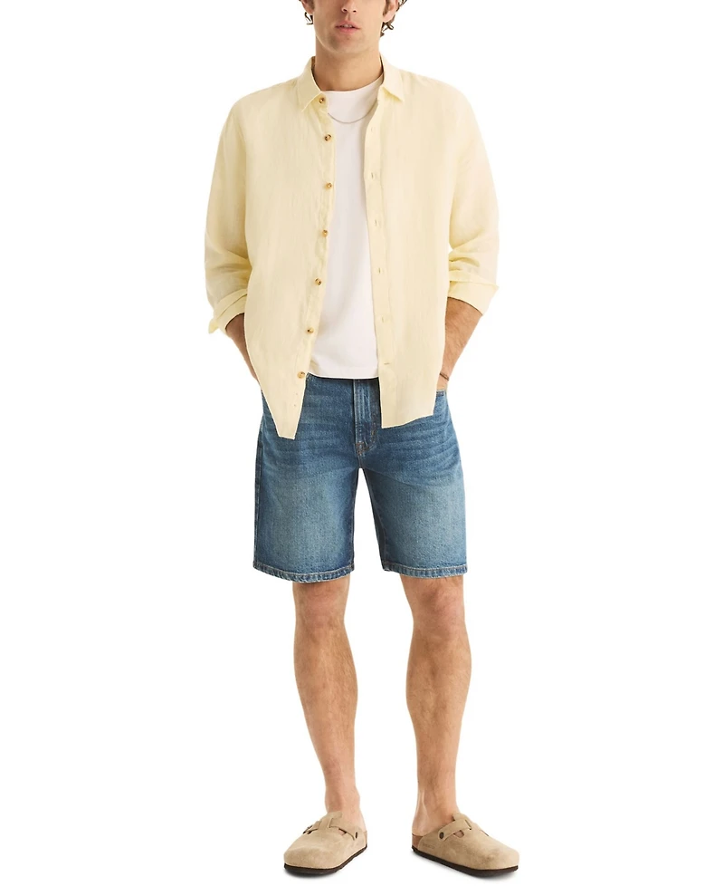 Nautica Men's Classic-Fit Long-Sleeve Button-Up Solid Linen Shirt
