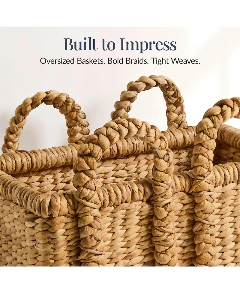 Best Choice Products 3PC Water Hyacinth Chunky Basket Set