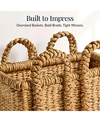 Best Choice Products 3PC Water Hyacinth Chunky Basket Set