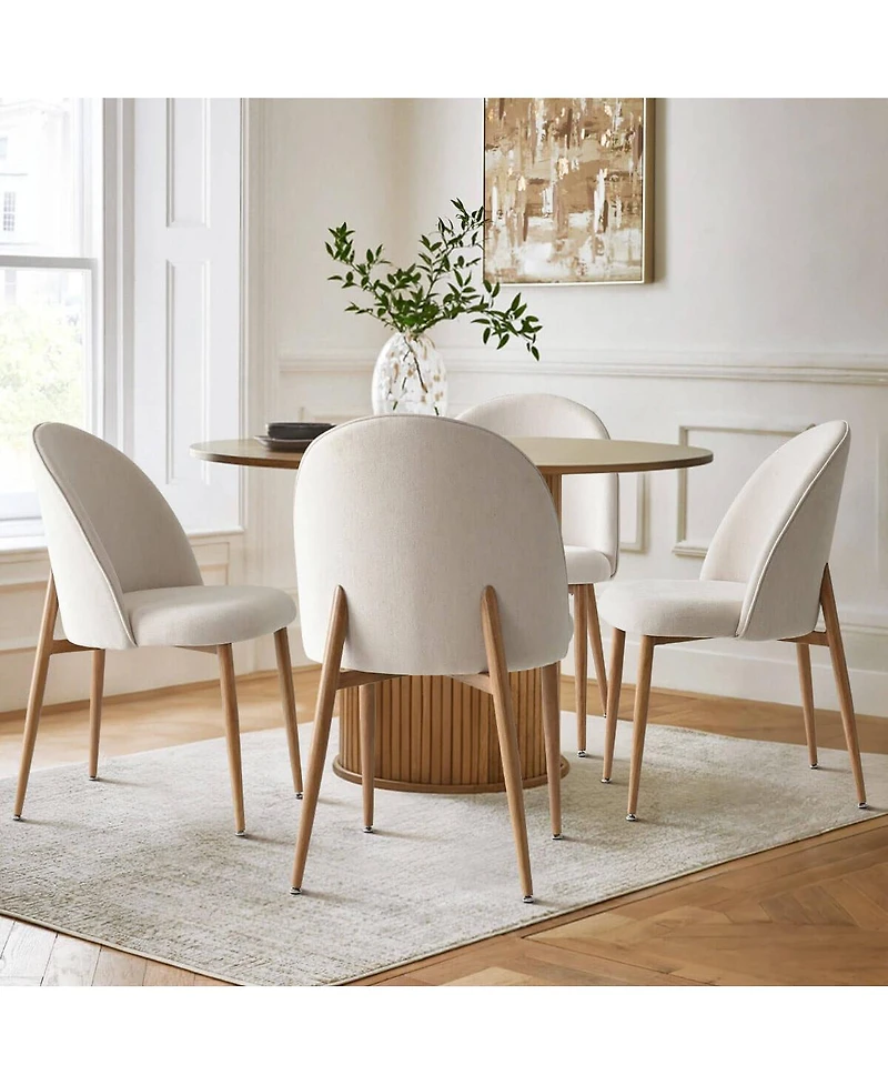 Maison Boucle Fabric Upholstered Dining Chairs Set of 2, Armless Modern Side Chairs