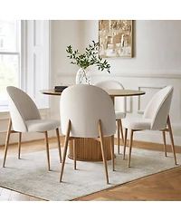 Maison Boucle Fabric Upholstered Dining Chairs Set of 2, Armless Modern Side Chairs