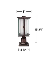 Franklin Iron Works Rustic Industrial Outdoor Post Light with Pier Mount Metal 15 Clear Frosted Glass for Exterior Deck House Porch Yard