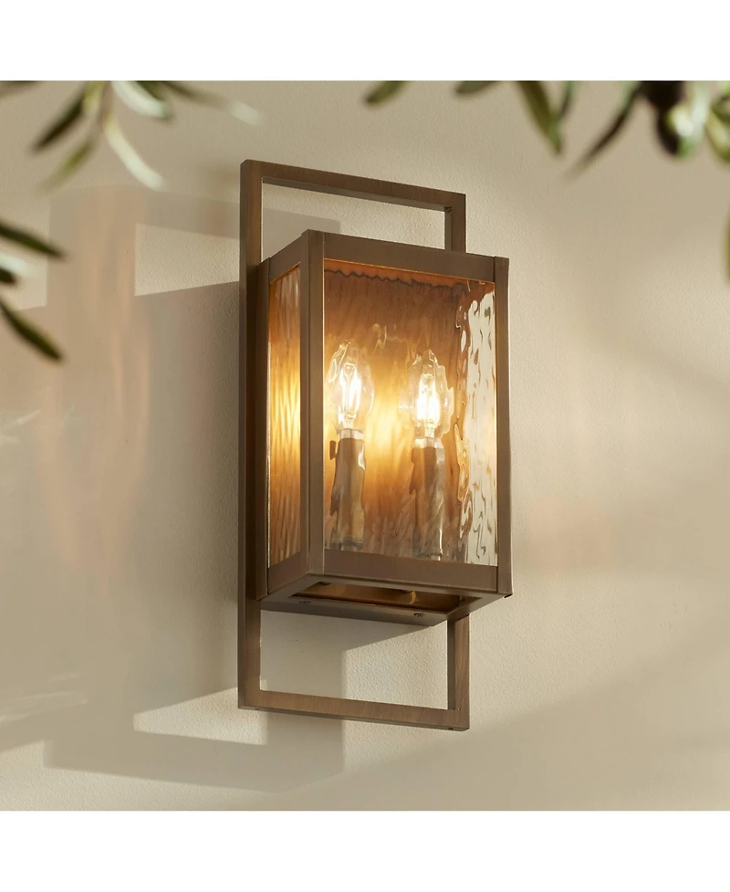Possini Euro Design Possini Euro Jerry Aged Brass 2Lt Marine Grade Outdoor Wall Light