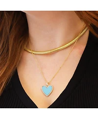 The Lovery Large Turquoise Cz Halo Heart Necklace 14K Plated