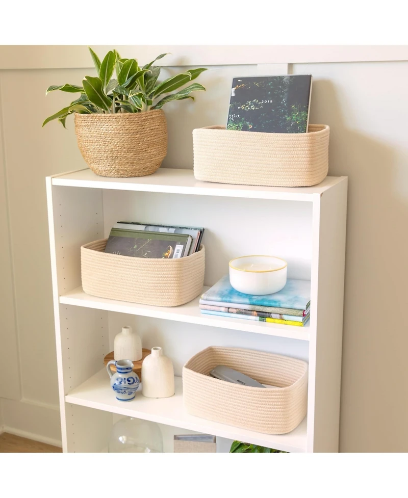 Gnuadz 3PC Cotton Rope Storage Baskets Shelves Organizer