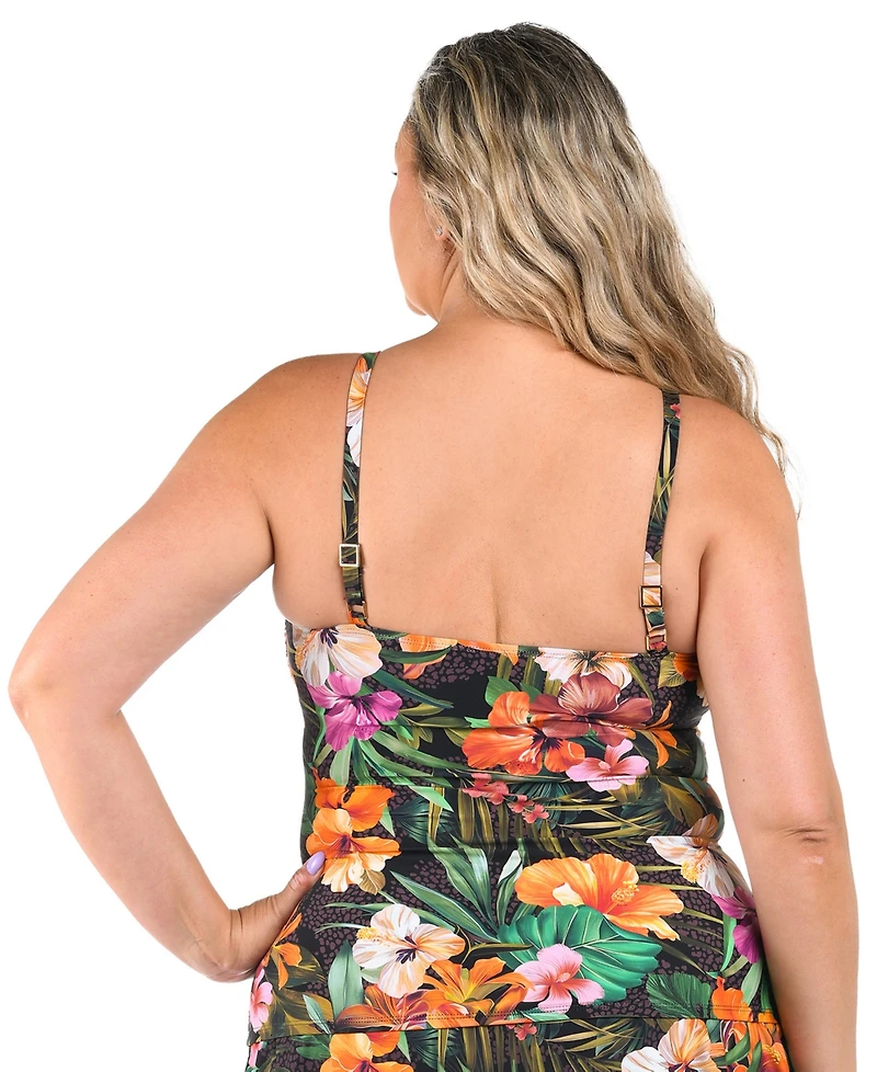 La Blanca Plus Tropical Hideaway Lingerie Strap Tankini Swim Top