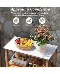 Gouun Acacia Wood Outdoor Potting Bench with Louvered Storage Cabinet, 31 in