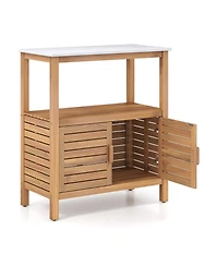 Gouun Acacia Wood Outdoor Potting Bench with Louvered Storage Cabinet, 31 in