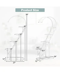 Gouun 58 inch 5-Tier Metal Plant Stand with Four Hanging Hooks