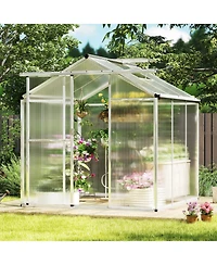 Gouun 6 x 6 feet. Walk-in Polycarbonate Greenhouse with Rain Gutters