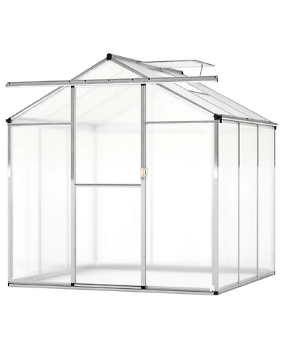 Gouun 6 x 6 feet. Walk-in Polycarbonate Greenhouse with Rain Gutters