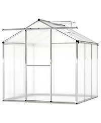 Gouun 6 x 6 feet. Walk-in Polycarbonate Greenhouse with Rain Gutters