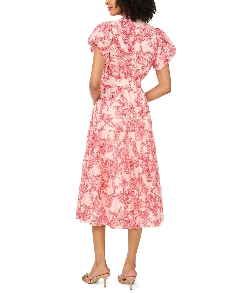 Vince Camuto Women's V-Neck Printed Midi Dress