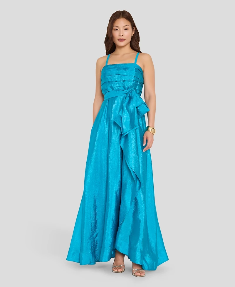 Tahari Asl Women's Pleated Bodice Square Neck Ball Gown