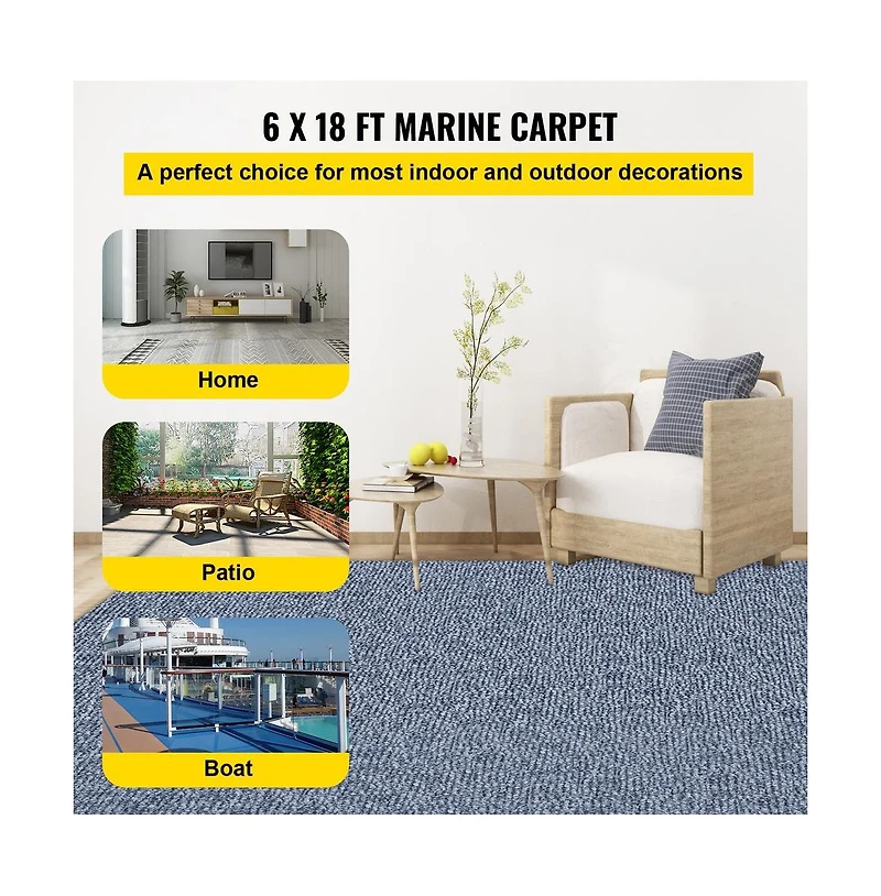Sugift 6 x 18 feet Marine Carpet 32 oz Boat Carpet Rug for Indoor and Outdoor Use