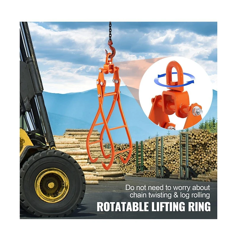 Sugift 36 in Timber Claw Hook 4 Claw Log Grapple for Logging and Skidding
