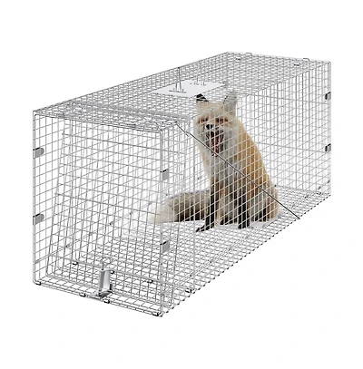 Sugift 42 x 16 x 18 inches Live Animal Cage Trap Humane Cat Trap Galvanized Steel