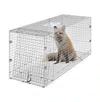 Sugift 42 x 16 x 18 inches Live Animal Cage Trap Humane Cat Trap Galvanized Steel